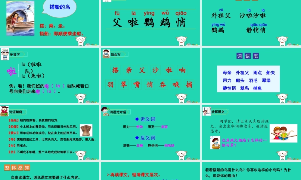 三年级语文上册 第五单元 15搭船的鸟课件2 新人教版-新人教版小学三年级上册语文课件