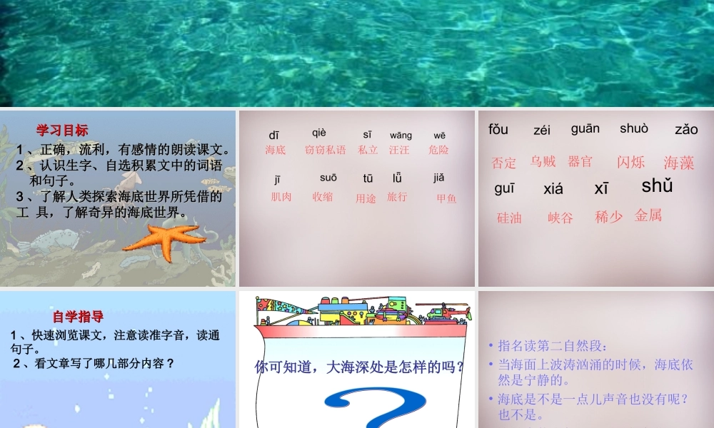 三年级语文上册《海底世界》课件2 语文A版-语文A版小学三年级上册语文课件