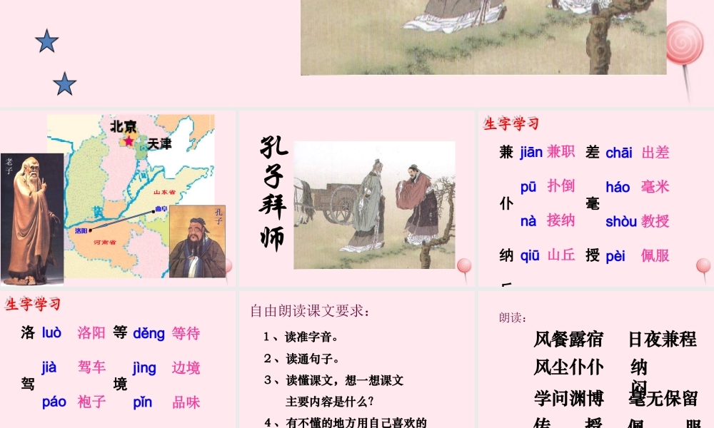 三年级语文上册 第四单元 13《孔子拜师》培优课件 鲁教版-鲁教版小学三年级上册语文课件
