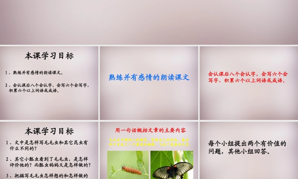 三年级语文上册《毛毛虫的故事》课件2 语文A版-语文A版小学三年级上册语文课件