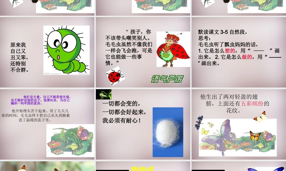 三年级语文上册《毛毛虫的故事》课件3 语文A版-语文A版小学三年级上册语文课件