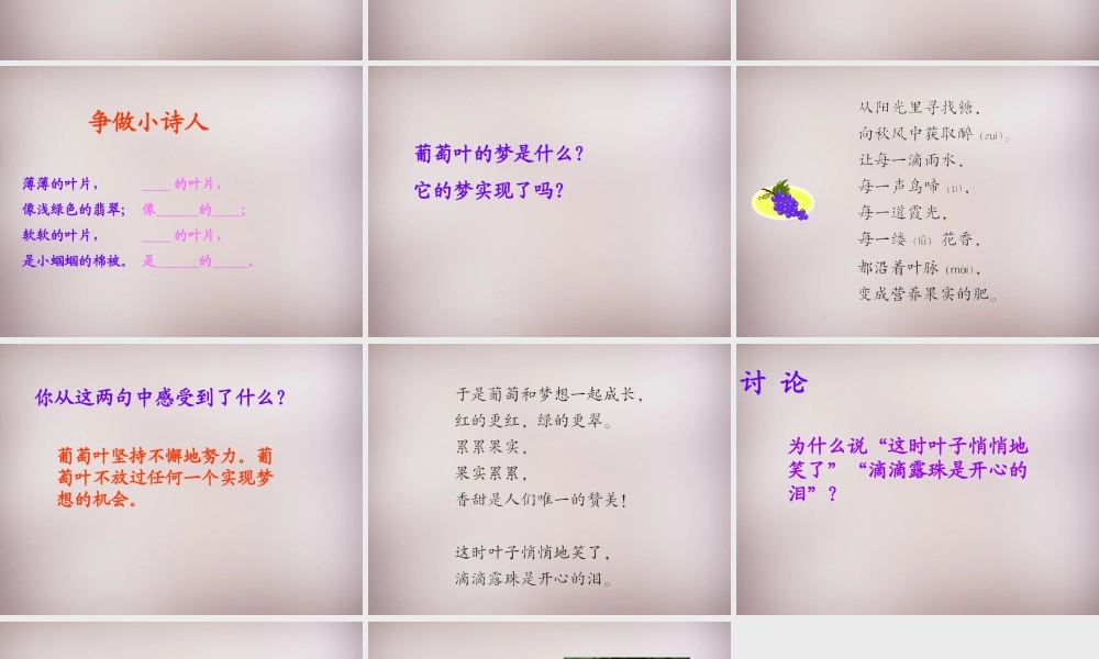三年级语文上册《葡萄叶的梦》课件2 语文A版-语文A版小学三年级上册语文课件