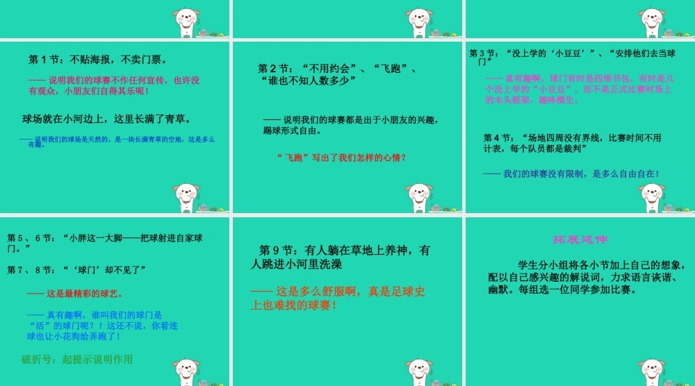 三年级语文上册 第三单元 第12课快乐的足球赛课件 冀教版