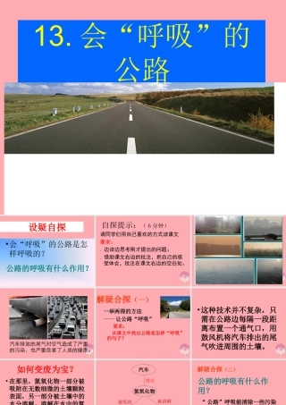 三年级语文上册 第三单元 会“呼吸”的公路课件1 西师大版-西师大版小学三年级上册语文课件