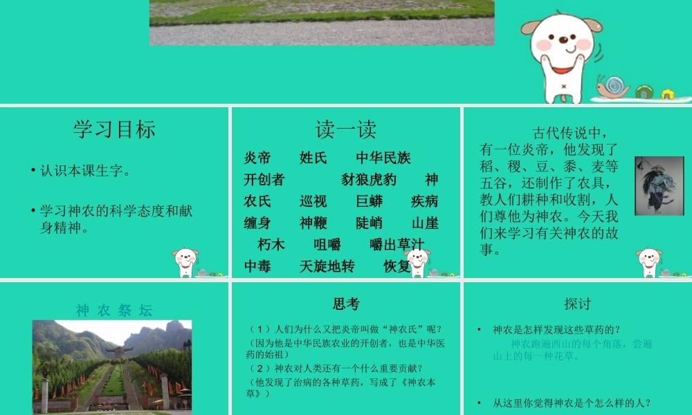 三年级语文上册 第五单元 尝百草课件 冀教版