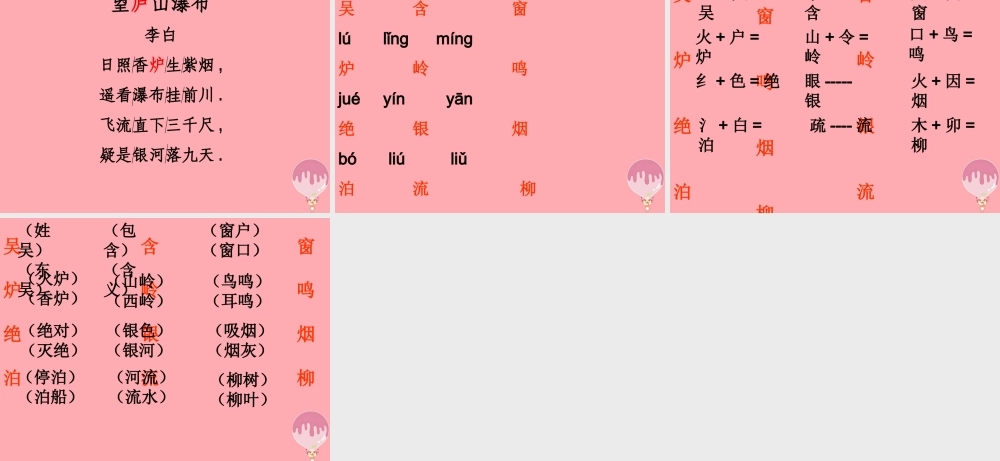 三年级语文上册 第三单元 望庐山瀑布课件2 湘教版-湘教版小学三年级上册语文课件