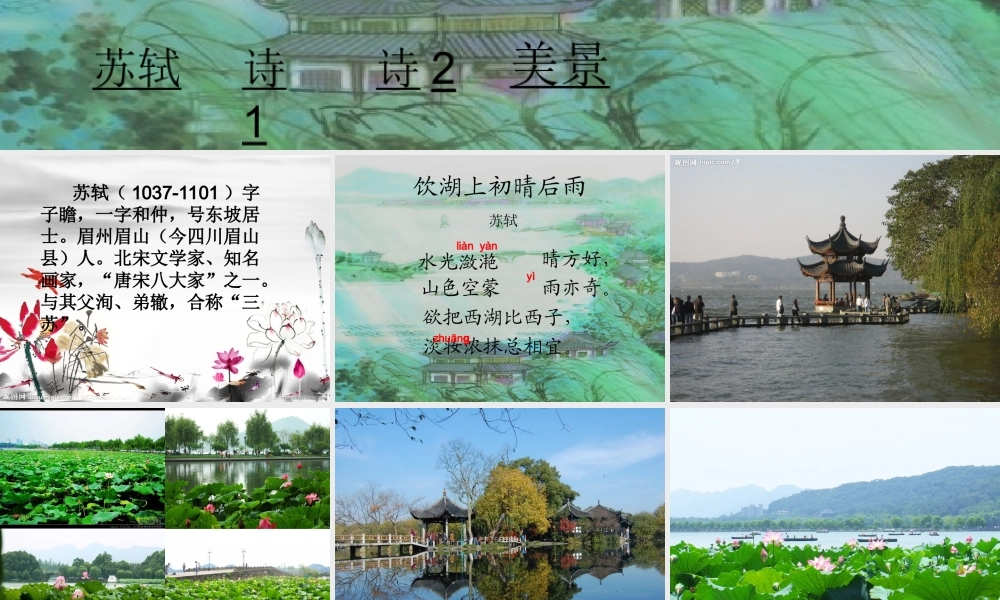三年级语文上册《饮湖上初晴后雨》课件1 语文A版-语文A版小学三年级上册语文课件