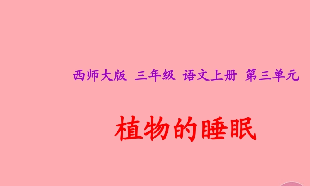 三年级语文上册 第三单元 植物的睡眠课件4 西师大版-西师大版小学三年级上册语文课件