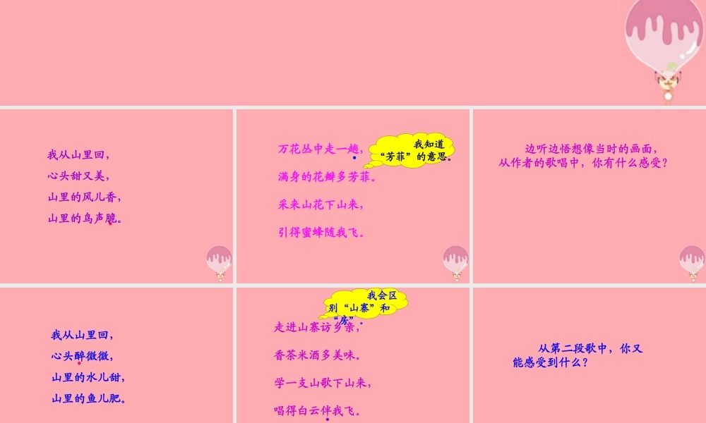 三年级语文上册 第四单元 我从山里回课件1 长春版-长春版小学三年级上册语文课件