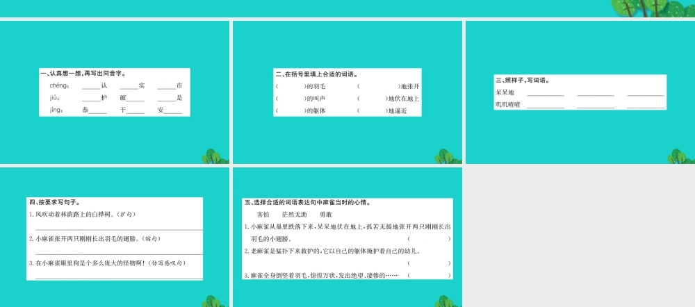 三年级语文下册 1《亲情》麻雀习题课件 北师大版-北师大版小学三年级下册语文课件