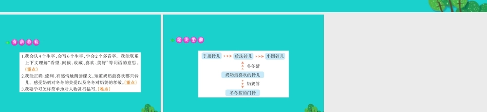 三年级语文下册 1《亲情》奶奶最喜欢的铃儿课堂课件 北师大版-北师大版小学三年级下册语文课件
