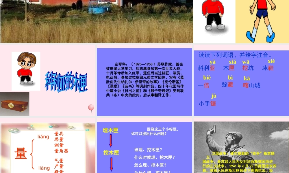 三年级语文上册 第六单元 22《科利亚的木匣》名优课件 鲁教版-鲁教版小学三年级上册语文课件