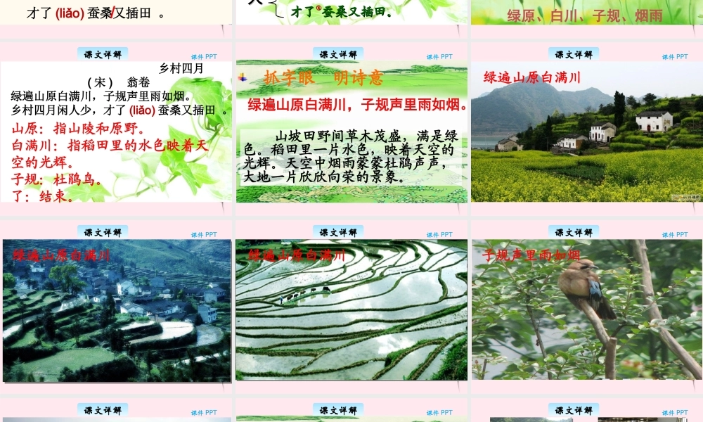 三年级语文下册 3.1《乡村四月》课件 长春版-长春版小学三年级下册语文课件