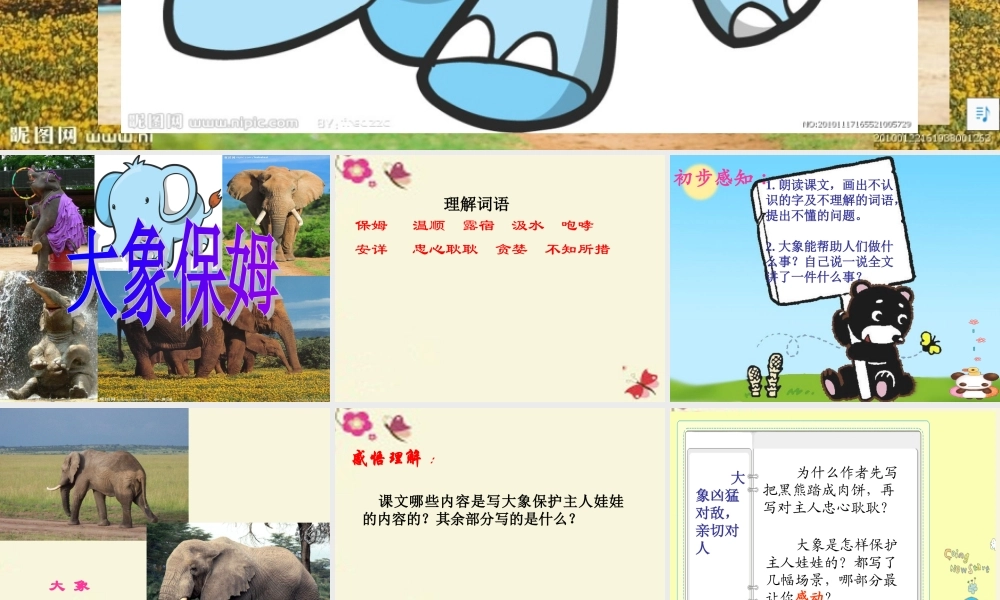 三年级语文下册 第2单元 8《大象保姆》课件5 语文S版-语文S版小学三年级下册语文课件