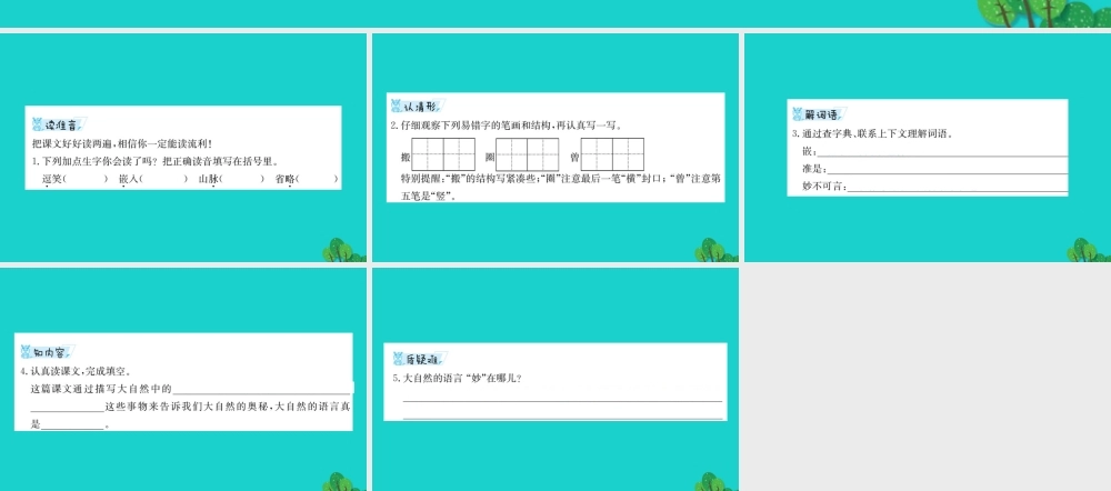 三年级语文下册 4《观察与发现》大自然的语言预习课件 北师大版-北师大版小学三年级下册语文课件