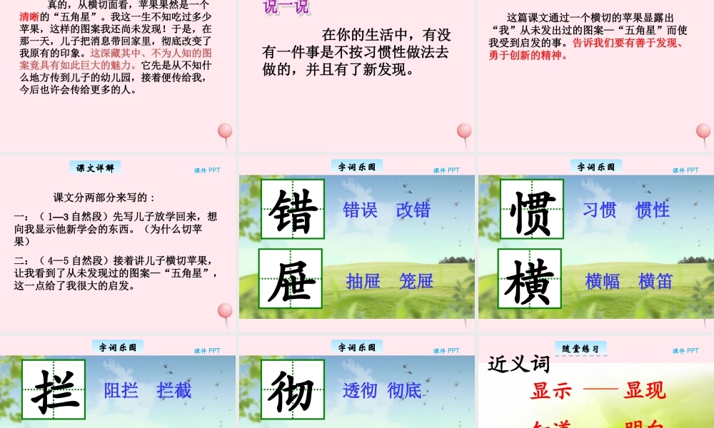 三年级语文下册 9.2《切错的苹果》课件 长春版-长春版小学三年级下册语文课件