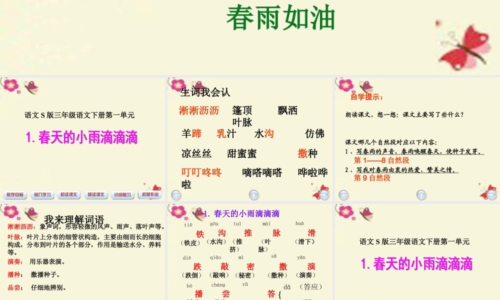 三年级语文下册 第1单元 1《春天的小雨滴滴滴》课件7 语文S版-语文S版小学三年级下册语文课件