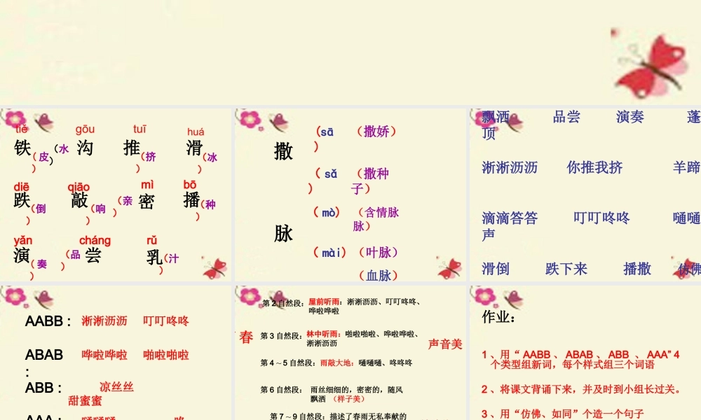 三年级语文下册 第1单元 3《春天的小雨滴滴滴》课件4 沪教版-沪教版小学三年级下册语文课件