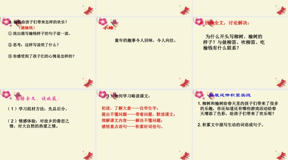 三年级语文下册 第1单元 4《柳笛和榆钱》课件6 语文S版-语文S版小学三年级下册语文课件