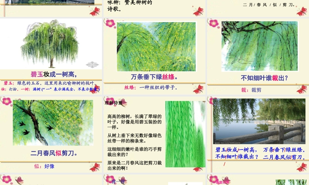 三年级语文下册 第1单元 古诗诵读《咏柳》课件1 沪教版-沪教版小学三年级下册语文课件