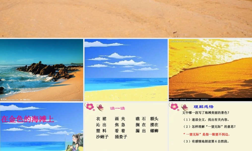 三年级语文下册 第4单元 18《在金色的沙滩上》课件7 沪教版-沪教版小学三年级下册语文课件