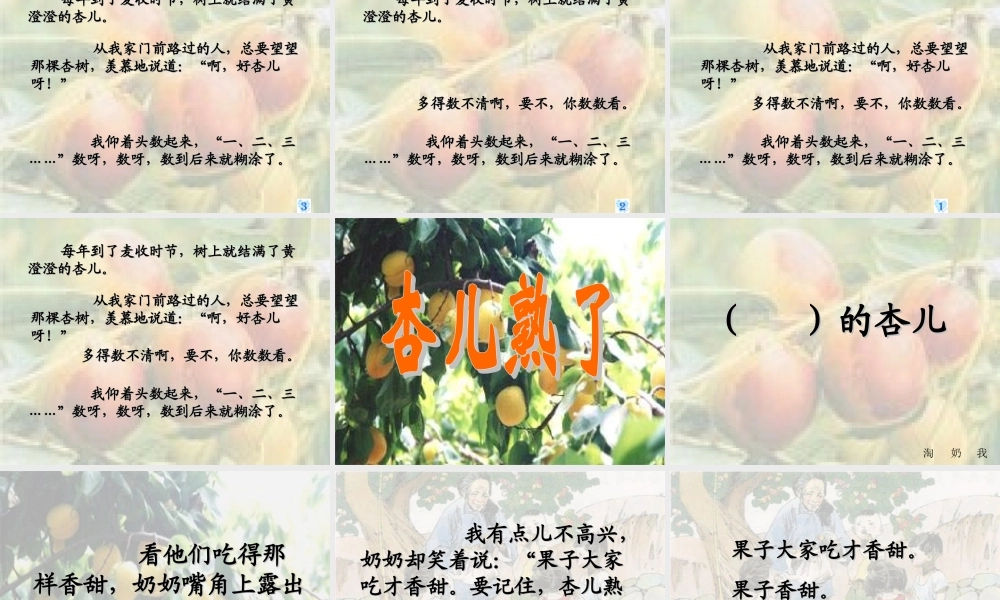 三年级语文下册 第4单元 19《杏儿熟了》课件5 沪教版-沪教版小学三年级下册语文课件