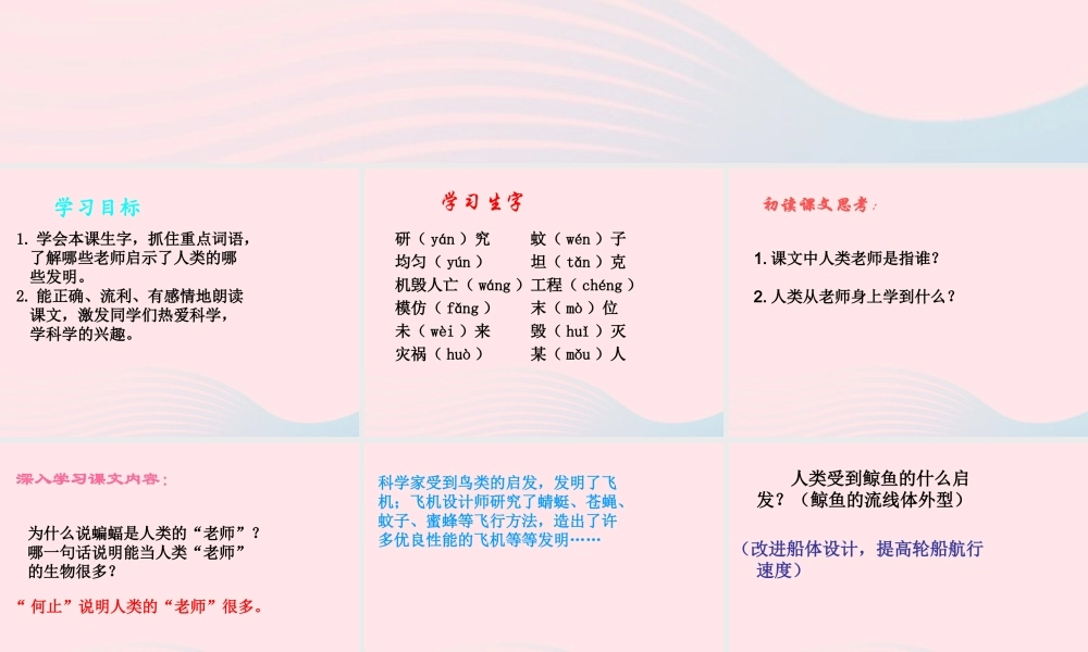 三年级语文下册 第16课《人类的老师》课件 西师大版-西师大版小学三年级下册语文课件