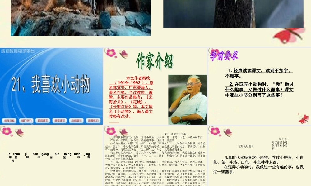 三年级语文下册 第5单元 21《我喜欢小动物》课件1 沪教版-沪教版小学三年级下册语文课件