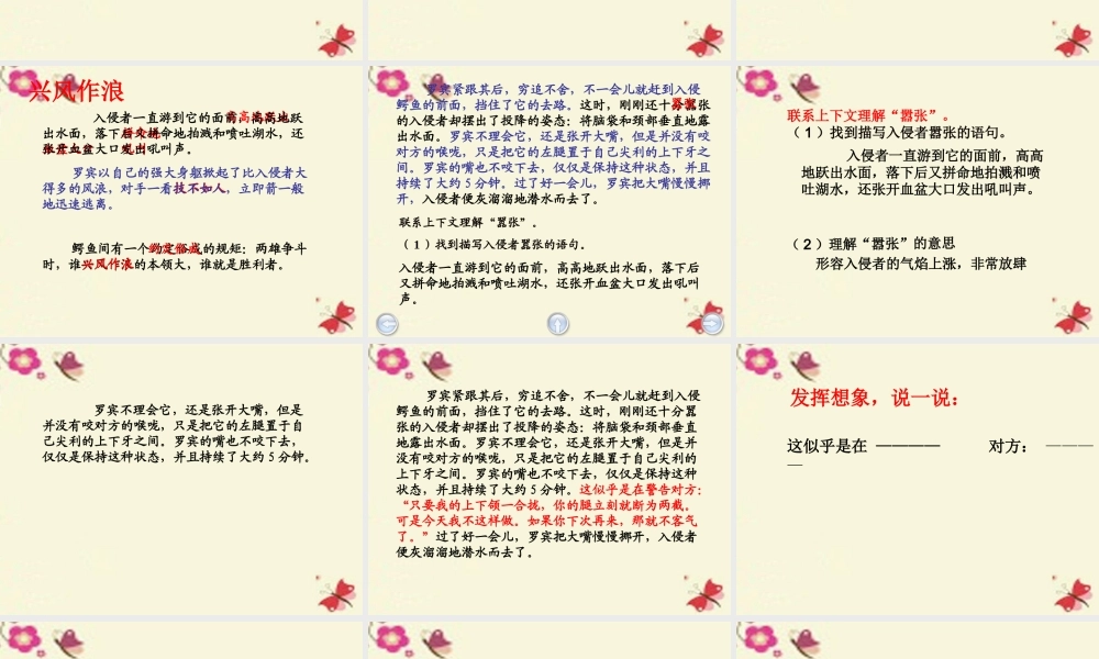 三年级语文下册 第5单元 22《鳄鱼的争斗》课件2 沪教版-沪教版小学三年级下册语文课件