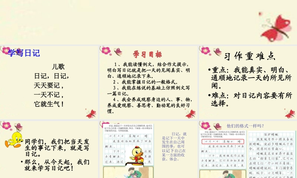 三年级语文下册 习作七《学写日记》课件1 苏教版-苏教版小学三年级下册语文课件