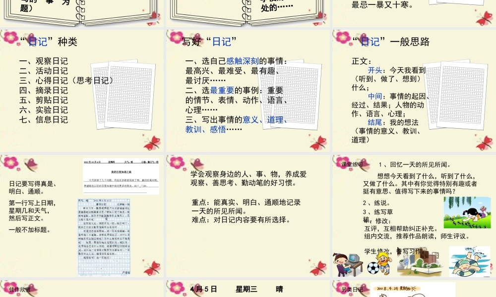 三年级语文下册 习作七《学写日记》课件2 苏教版-苏教版小学三年级下册语文课件