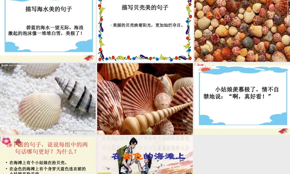 三年级语文下册 第6单元 22《在金色的海滩上》课件8 语文S版-语文S版小学三年级下册语文课件