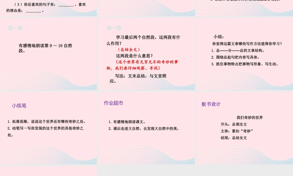 三年级语文下册 第七单元 22 我们奇妙的世界（第2课时）课件 新人教版-新人教版小学三年级下册语文课件