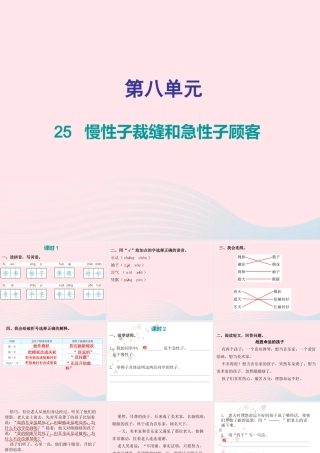 三年级语文下册 第八单元 第25课慢性子裁缝和急性子顾客习题课件 新人教版-新人教版小学三年级下册语文课件