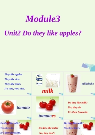 二年级英语上册 Module 3 Unit 2 Do they like apples课件3 外研版（一起）-外研版小学二年级上册英语课件