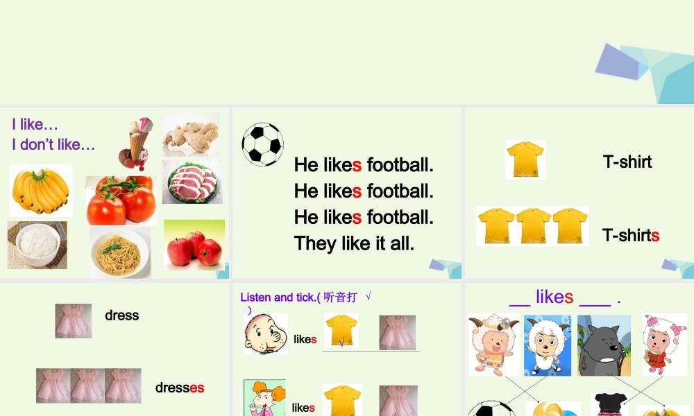 二年级英语上册 Module 4 Unit 1 Sam like T-shirts课件2 外研版（一起）-外研版小学二年级上册英语课件