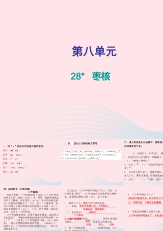 三年级语文下册 第八单元 第28课枣核习题课件 新人教版-新人教版小学三年级下册语文课件