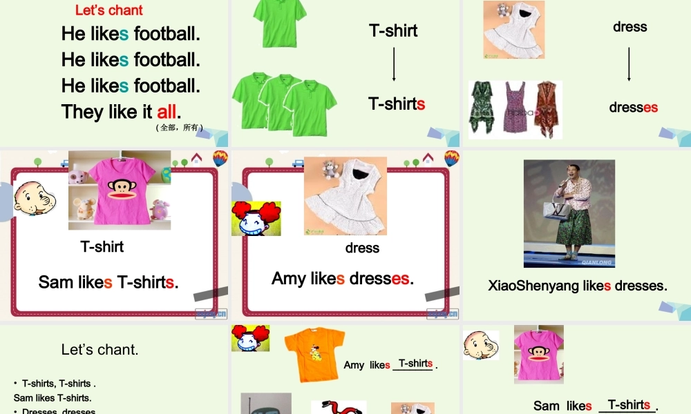 二年级英语上册 Module 4 Unit 1 Sam like T-shirts课件3 外研版（一起）-外研版小学二年级上册英语课件