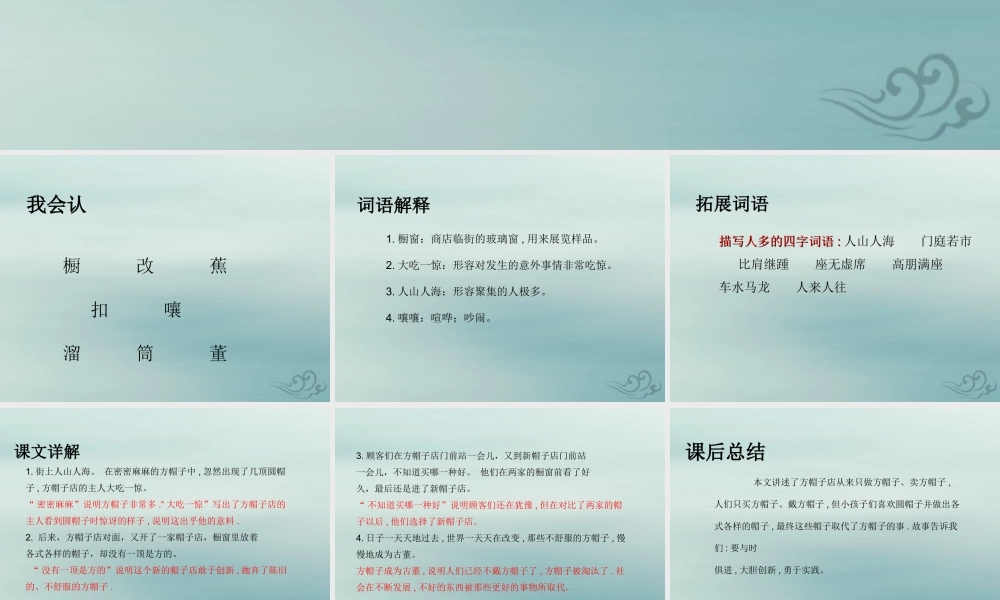 三年级语文下册 第八单元 26 方帽子店教学课件 新人教版-新人教版小学三年级下册语文课件