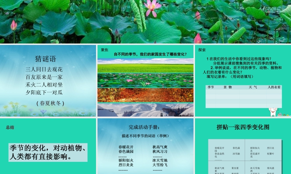 二年级科学上册 1.6 不同的季节课件 教科版-教科版小学二年级上册自然科学课件