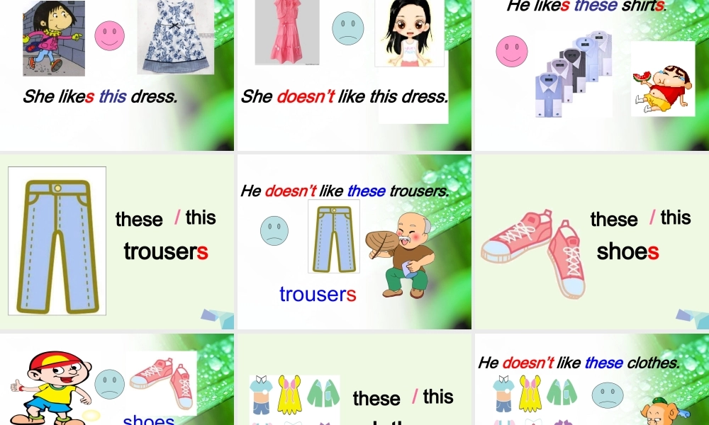 二年级英语上册 Module 4 Unit 2 He doesn’t like these trousers课件2 外研版（一起）-外研版小学二年级上册英语课件