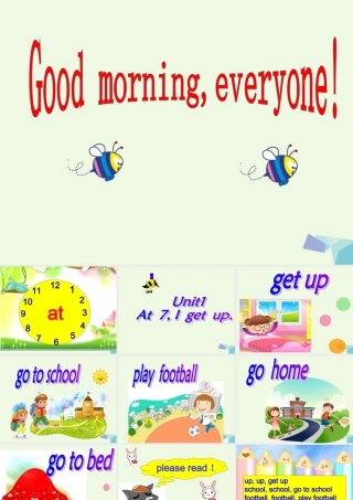 二年级英语上册 Module 5 Unit 1 At 7, I get up课件1 外研版（一起）-外研版小学二年级上册英语课件