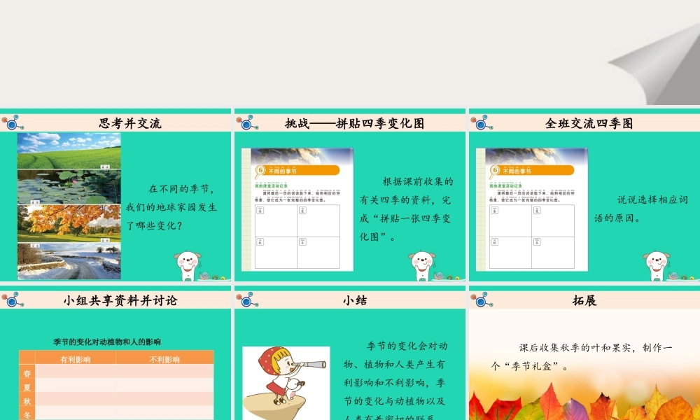 二年级科学上册 1.6不同的季节课件 教科版-教科版小学二年级上册自然科学课件