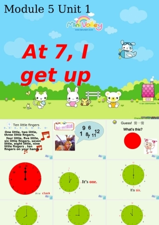 二年级英语上册 Module 5 Unit 1 At 7, I get up课件2 外研版（一起）-外研版小学二年级上册英语课件