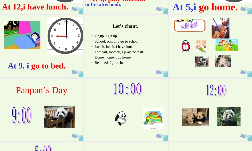 二年级英语上册 Module 5 Unit 1 At 7, I get up课件4 外研版（一起）-外研版小学二年级上册英语课件