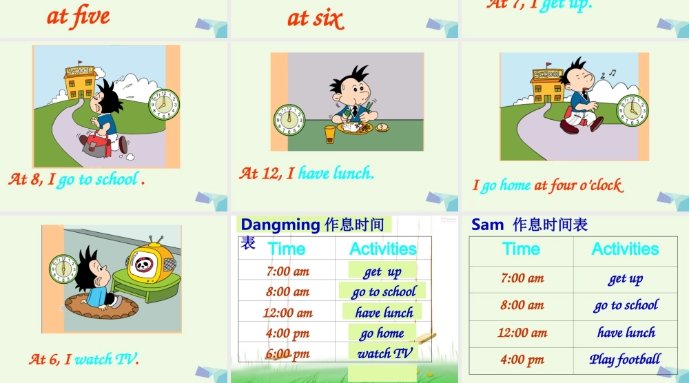 二年级英语上册 Module 5 Unit 1 At 7, I get up课件5 外研版（一起）-外研版小学二年级上册英语课件