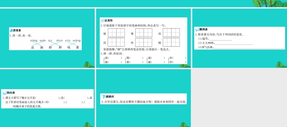 三年级语文下册 第八单元 26《槐乡五月》预习课件 苏教版-苏教版小学三年级下册语文课件
