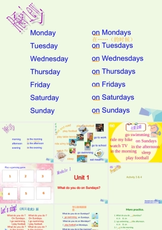 二年级英语上册 Module 6 Unit 1 What do you do on Sundays课件2 外研版（一起）-外研版小学二年级上册英语课件