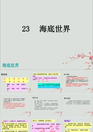 三年级语文下册 第七单元 23 海底世界教学课件 新人教版-新人教版小学三年级下册语文课件
