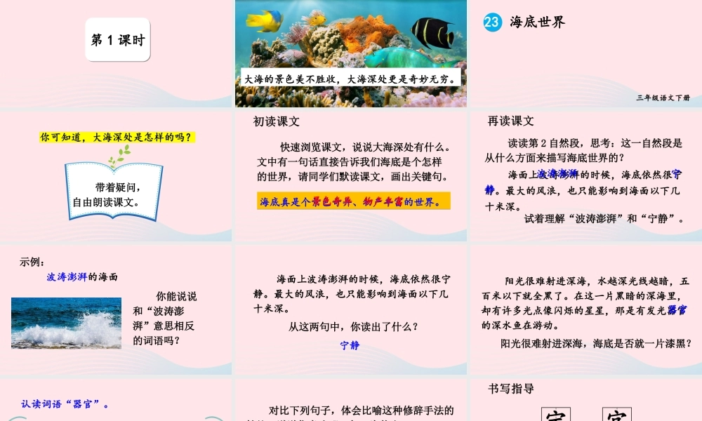 三年级语文下册 第七单元 23《海底世界》教学课件 新人教版-新人教版小学三年级下册语文课件